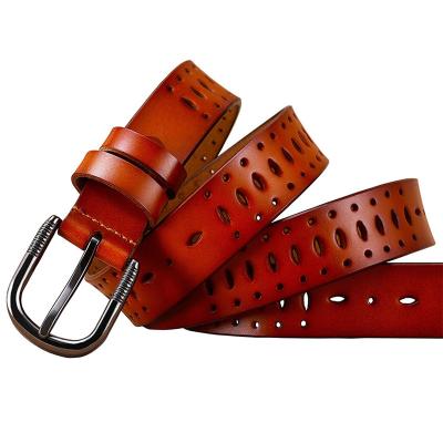 China fashion & casual fashion & Casual Women's Leather Belt Genuine Cowhide Korean Hollow Belt For Lady for sale