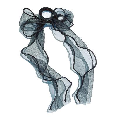 China fashion & Beautiful fashion & Beautiful Hot Selling Korean Silk Ribbon Hair Band Girls Bow Band Ring High Quality Elastic Rubber Hair Ties for sale