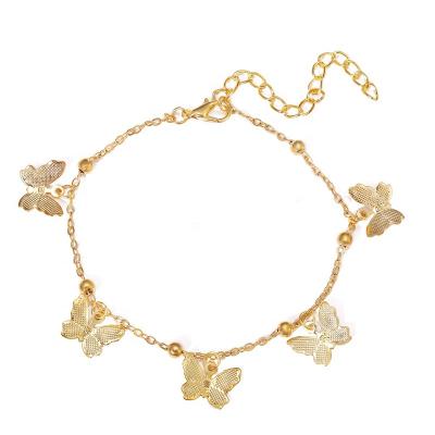 China Hollow Romantic Fashion Butterfly Anklet Chain Foot Chain Jewelry For Women Summer Beach Anklets for sale