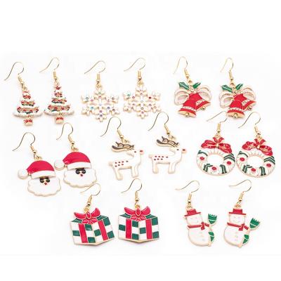 China Trendy Trendy Christmas Elk Tree Santa Snowflakes Drop Earrings Christmas Gifts Alloy Earrings for sale