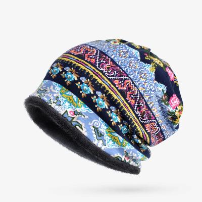 China Fashion JOINT JOINT Beanie Hats New Arrival Autumn Floral Warm Winter Knitted Hats for sale