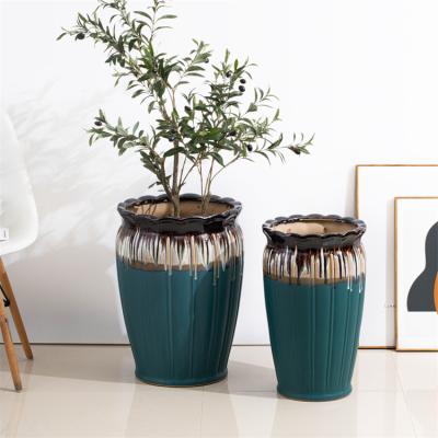 China Wholesale Modern Matte Modern Indoor Outdoor Green Vintage Good Quality Artificial Decorative Flower Pot Large For Sale for sale