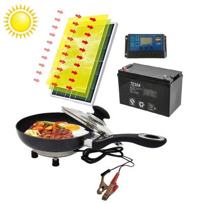 China 12v car dc solar stove non stick coating pan powered with battery wholesale price for sale