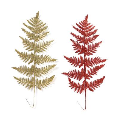 China Hot Selling Fashionable Christmas Ornaments High Quality Plastic Red And Gold Leaves Factory Direct Christmas Tree Decoration for sale