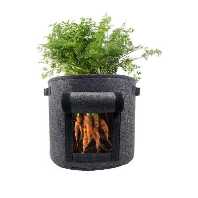 China Eco-Friendly and Sustainable Potato Carrot Plant Grow Bags Recycled Nonwoven Plant Fiber Grow Bags With Harvest Window for sale