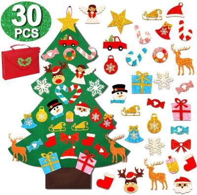 China Festival Decoration Maker 3ft Toddlers Home Decorative DIY Christmas Felt Christmas Tree with Glitter Ornaments for sale