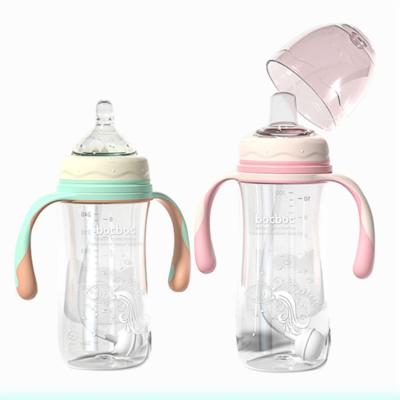 China New Arrival BPA Free PP Material Baby Bottle Milk Feeder Safe Plastic Handle Feeding Bottle for sale