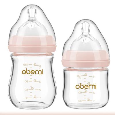 China BPA Free Popular Baby Glass Nursing Bottle Amazon Wide Neck Milk Drinking Bottle for sale