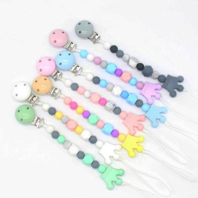 China BPA Free Colorful Custom Pacifier Holder Safe Material Silicone Pacifier Clip BPAfree Pacifier Chain for sale