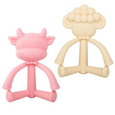 China Toy Hot Sale Super Soft Silicone Teether Toys Baby Animal Lovely Calf Shape Silicone Teethers for sale