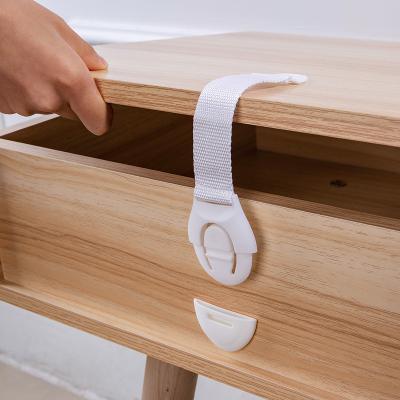 China Hot Sale White Universal Cabinet Doors Child Safety Strap Locks 3M Adhesive Pads Baby Child Safety Locks for sale