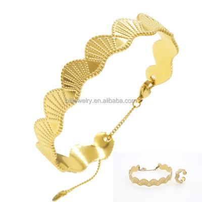 China TRENDY new stainless steel jewelry gold plated for girls women fashion stylish gift bracelet earring set t20 for sale