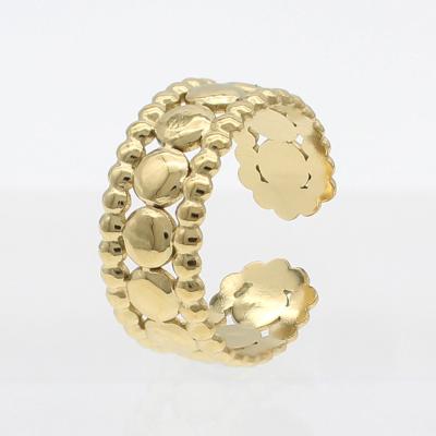 China New Trend Fashion Ring Women TRENDY Gold 14K Gold Plated Stainless Steel Circle Rings Gift Jewelry For Women for sale