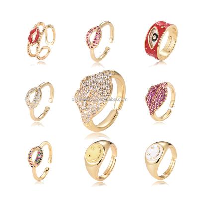 China New FASHIONABLE Gold Plated Copper Ring with Zircon, Wedding and Engagement Gifts for Friends, Ladies Geometric Shaped Jewelry for sale