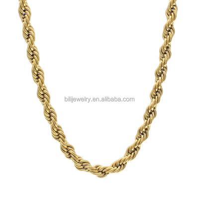 China TRENDY Women's Simple Style Twist Singapore Rope Chain Fashion Gold Plated Chain Stainless Steel Neck Decoration Necklace N2 for sale