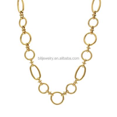 China Hotsale FASHIONABLE Style Gold Platting Handcrafted O-Shaped Oval Chunky Chain High Quality Circle Link Chain Necklace For Women n13 for sale