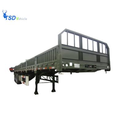 China Hot Sale Side Wall Semi Trailer Bulk Cargo Truck Trailer Drop Side Flatbed Trailer Truck Trailer for sale