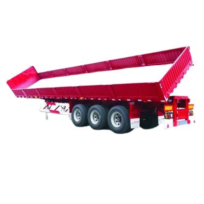 China Truck Trailer 3 Axles Dumper Trailer Side Dump Semi Trailer Side Lifting Over Truck Trailer for sale