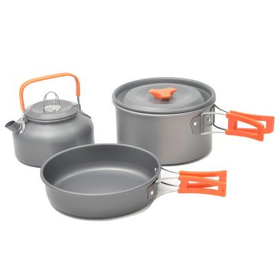 China Wholesale Viable Outdoor 2 3 Person Camping Aluminum Cookware Pot Combination Set for sale