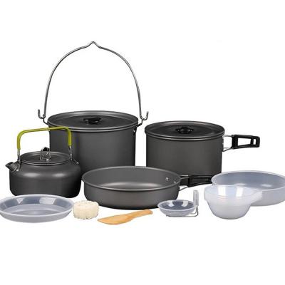 China Multi Functional Factory Price Non Stick Pot Sustainable Outdoor Camping Cookware Set for sale