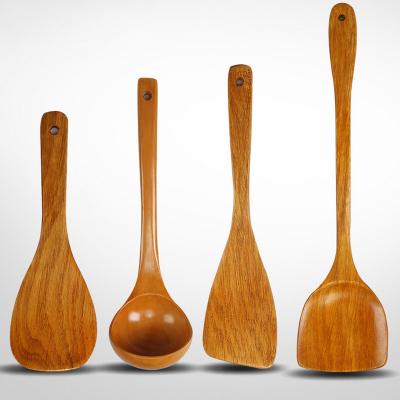 China 4 Piece Sustainable High Quality Eco Friendly Bamboo Wooden Utensil Cooking Set for sale