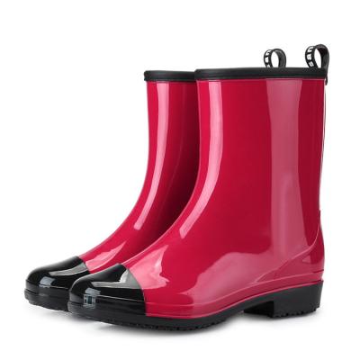 China Fashion trend PVC cheap waterproof knee high rain boot rain shoes adult women raining boot for sale