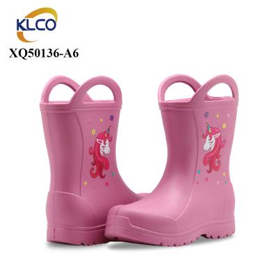 China Fashion Trend Factory OEM Wholesale Custom Rain Boots Child Cartoon Printing Rubber Waterproof Shoes for sale