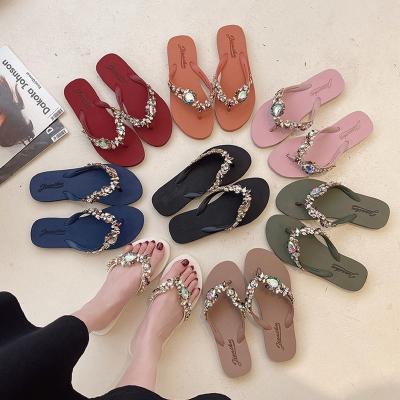 China Cushioning New Style Flats Ladies Beach Women Beaded Memory Foam Eva Flip Flop Slippers For Summer for sale