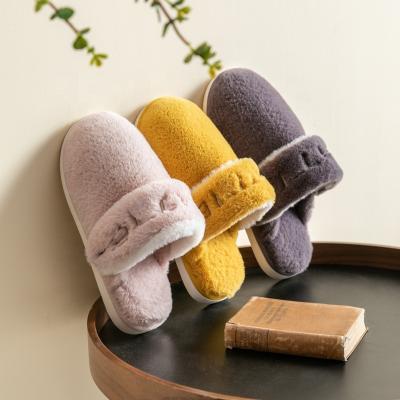 China New Fashion Trend Cotton Slippers Bedroom Winter Slippers Flat Slippers Home Indoor Warm Thick-Soled Plush Shoes for sale