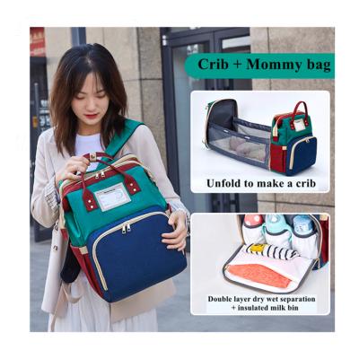 China With Multifunctional USB Mommy Travel Baby Diaper Bags OEM Custom Foldable Hutch Backpack With Trolley Hook In Stock 3 In 1 Baby Bag for sale