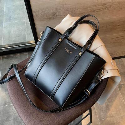 China 2021 Fashion Women's Fashion PU Shoulder Tote Bag Large Capacity Purse Leather Bags One Main Female 2 Piece Handbags Set for sale