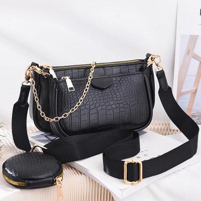 China Fashion Remova 3pcs Set Crocodile Pattern PU Shoulder Messenger Bags Women Mini Crossbody Bag Armpit Ladies Leather Chain Purses for sale