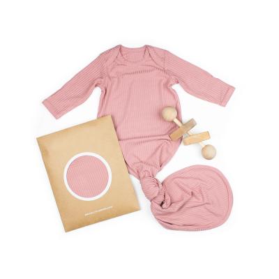 China Breathble Baby Dress Comfortable Soft Solid Newborn Long Ribbed Tied Knotted Sleeper for sale