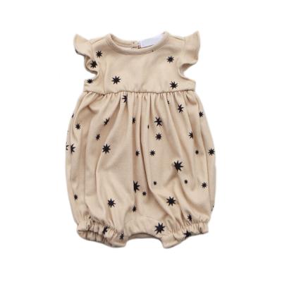 China Cozy Summer 95%bamboo 5%spendex Breathble Hat Girl's Ruffled Sleeve Bubble Romper Newborn Babies Rompers for sale