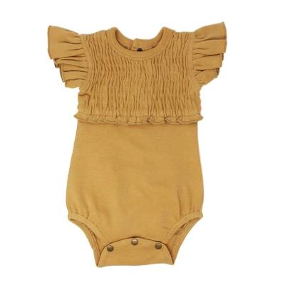 China Breathble Baby 100% Cotton Vintage Smocked Shorts Comfy High Quality Organic Sleeve Jumpsuit for sale