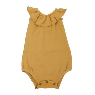 China High Quality Comfortable Ruffle Sleeveless 100% Organic Cotton Breathble Onesie Newborn Baby Romper for sale