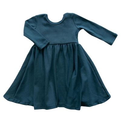 China Hot Selling Spring Anti-Static Solid Color Ribbed Cotton Swing Dresses Lovely Skirt For Baby for sale