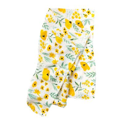 China Summer Flower Floral Baby Anti-static High Quality Custom Printing Bamboo Muslin Wrap Blanket for sale