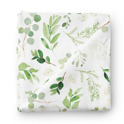 China PORTABLE Custom Organic Cotton Baby Muslin Wraps Leaves Pattern Muslin Baby Wrap Wrap for sale