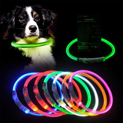 China Night Led Night Light Rechargeable Safety LED Glowing Flashing Glow Lights Usb Dog Collar Dog Night Collars Dog Collars for sale