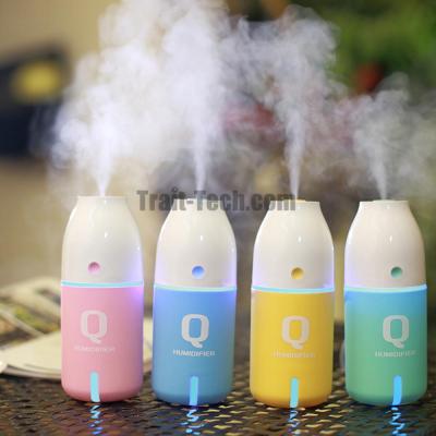 China Car Cool Mist Led Light Car USB Mini Humidifier Household Air Diffuser For Essential Oils Aroma Oil Diffuser WT-8015 Q Bottle for sale