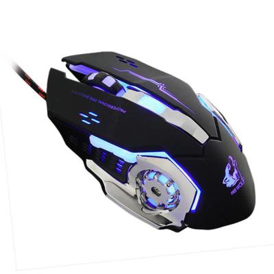 China 3D Fashion V5 Wired Pro LED USB Gamer Gaming Silent Mute Mechanical Mouse 4000DPI Light Optical Ergonomic Metal Plate for sale