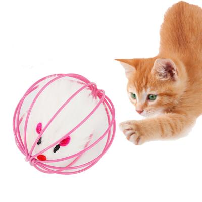 China Viable Cat Pet Toys Cage Mouse Ball Pet Cat Plush Mouse In Cage Ball for sale