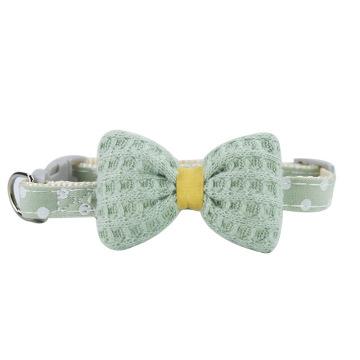 China New Series Polka Dot Bow Collar Cat Supplies Breathable Adjustable Collar Summer Viable Cotton Filled Cat Collar for sale