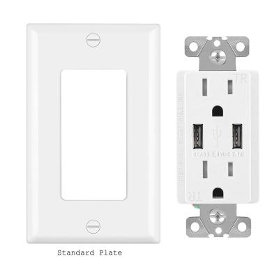 China FTR15-3100 American Heavy Duty Fahint Easy Installation FTR15-3100 Duplex USB Outlet Tamper Wall 3.1A 2 Hotel Usb Port Outlet for sale