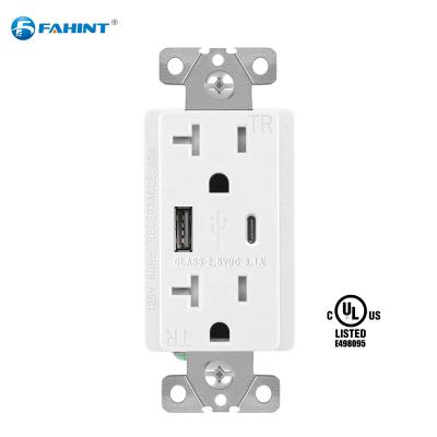 China Easy Installation FTR20C 3.1a Usb Power Electrical Socket Outlet American Standard Dual Usb 120v Outlet for sale