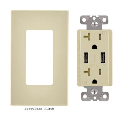 China FTR20-3100 American Standard High Speed ​​Easy Installation Dual Power Charging Usb Fast Wall Socket for sale