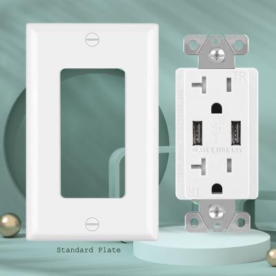 China Easy Installation FTR 15a USA Listed Tamper Resistant Safety Usb Receptacle With Usb Charger High Speed ​​Fast Charging Receptacle for sale