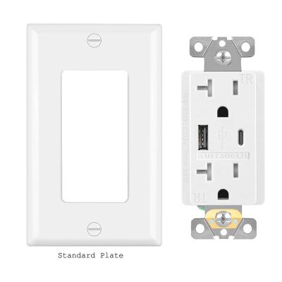 China Highest Speed ​​Easy Installation FTR20C Universal Wall Outlet USB Charger Receptacle American Standard Fast Charger for sale