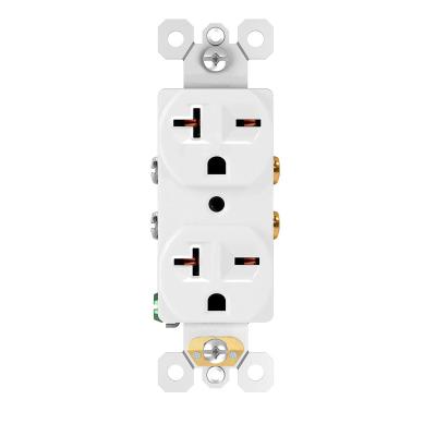 China Easy Installation CR20 Duplex 6-20R Receptacle Duplex American Standard White Outlet Receptacle for sale